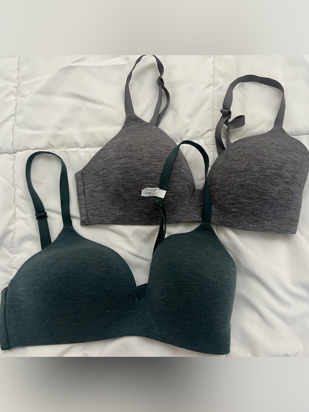 NWOT GAP Wireless T-Shirt Bra 34C - Gray & Green